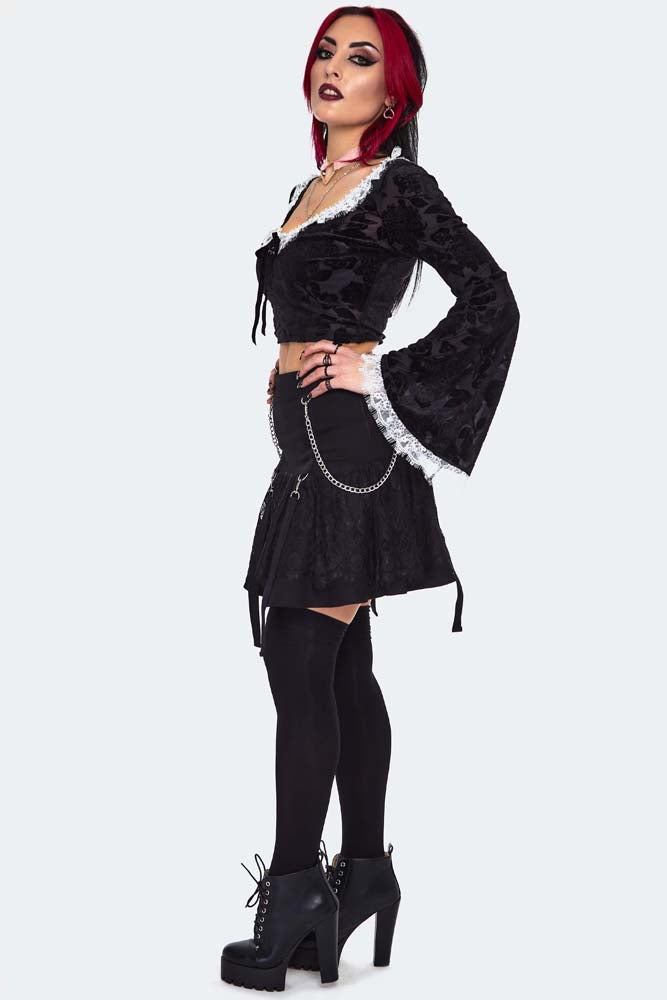 Jawreaker Lace Frill Mini Skirt | Black