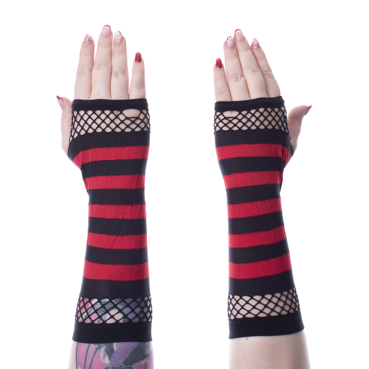 Poizen Industries Striped Mesh Gloves | Red / Black