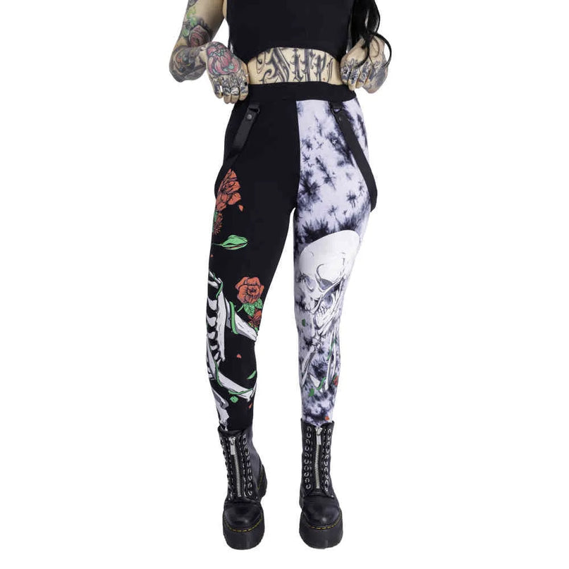 Vixxsin Garden Skull Leggings | Grey / Black