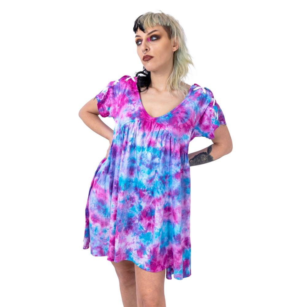 Chemical Black Ambrosia Dress | Pastel Tie Dye