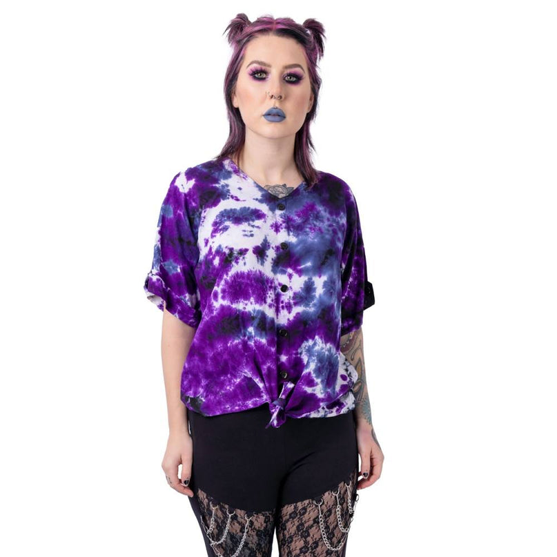 Innocent Romilly Top | Purple / Black Tie dye