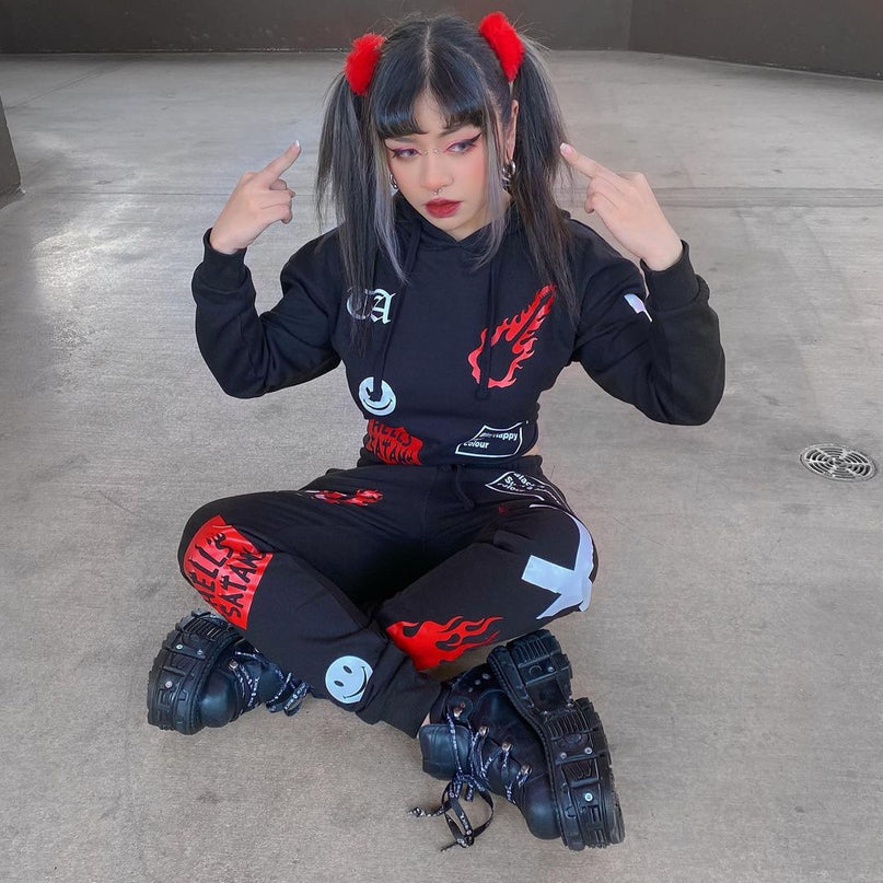 Twisted Apparel Flame Mashup Cropped Hoody