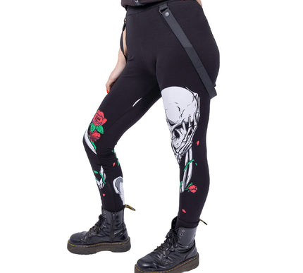 Vixxsin Garden Skull Leggings | Black
