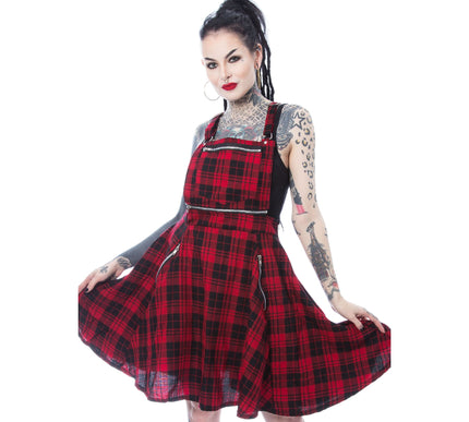 Heartless Maude Pinafore Dress | Red Check