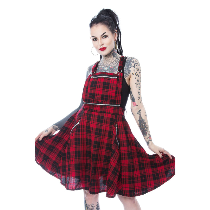 Heartless Maude Pinafore Dress | Red Check