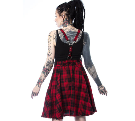 Heartless Maude Pinafore Dress | Red Check