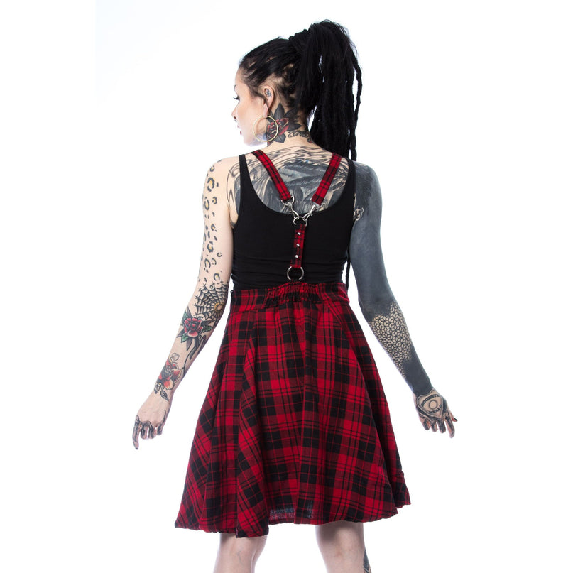 Heartless Maude Pinafore Dress | Red Check