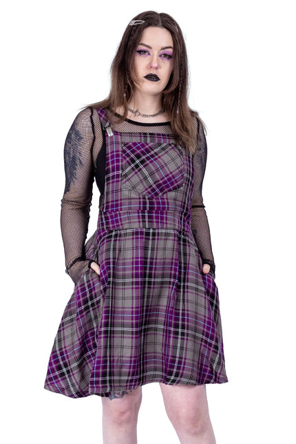 Rockabella Maeve Pinafore Dress | Grey / Purple Check