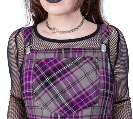 Rockabella Maeve Pinafore Dress | Grey / Purple Check
