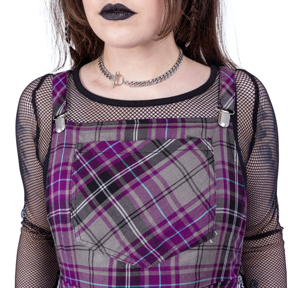 Rockabella Maeve Pinafore Dress | Grey / Purple Check