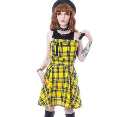 Chemical Black Branwen Pinafore | Yellow Tartan