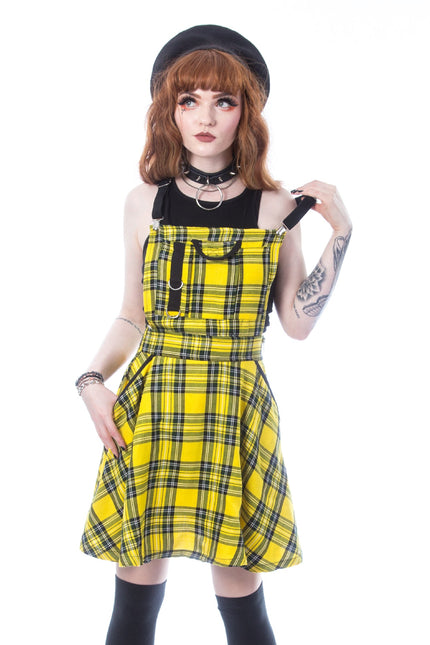 Chemical Black Branwen Pinafore | Yellow Tartan