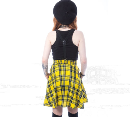Chemical Black Branwen Pinafore | Yellow Tartan