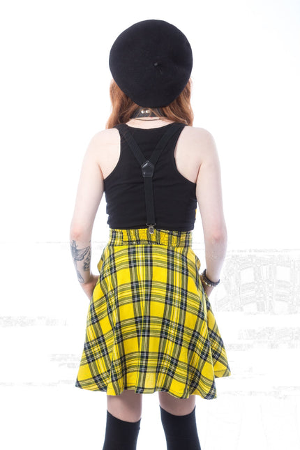 Chemical Black Branwen Pinafore | Yellow Tartan
