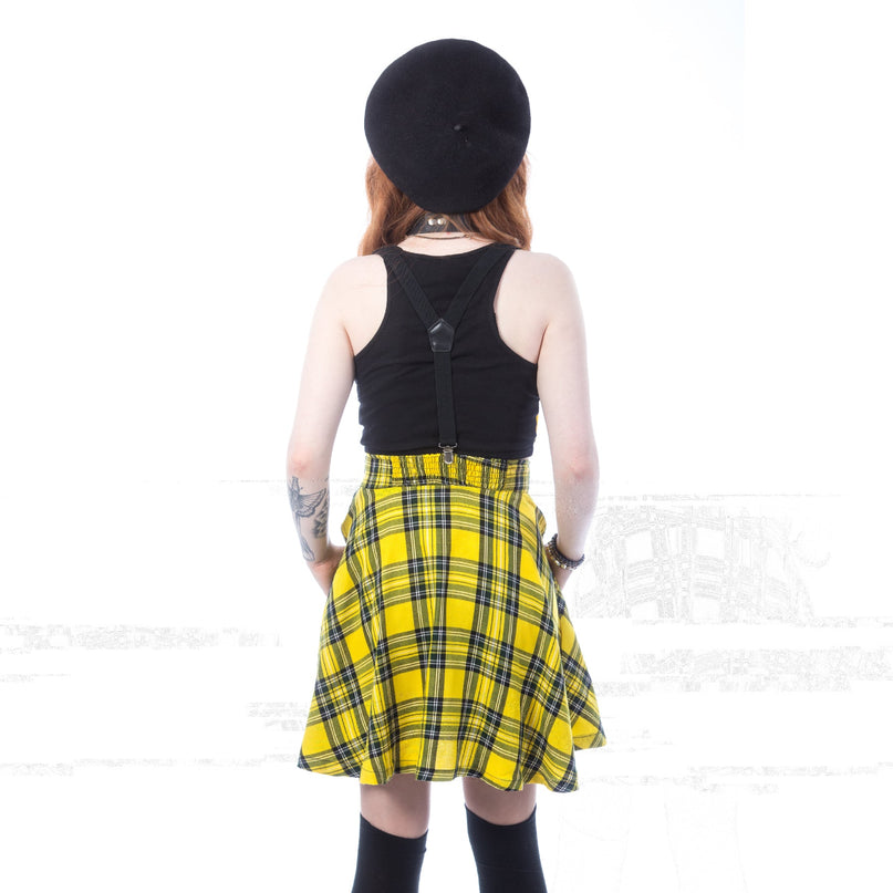 Chemical Black Branwen Pinafore | Yellow Tartan