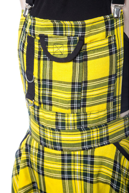 Chemical Black Branwen Pinafore | Yellow Tartan