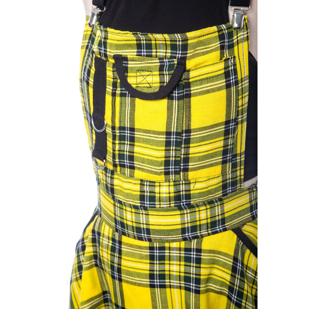 Chemical Black Branwen Pinafore | Yellow Tartan