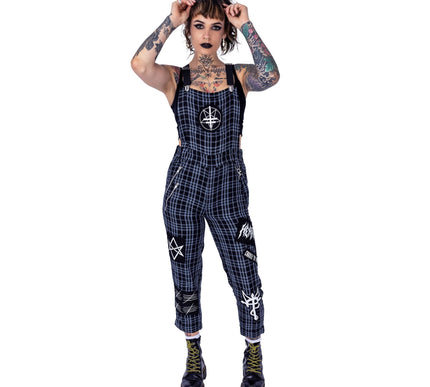Heartless Grimoire Dungarees | Grey Check