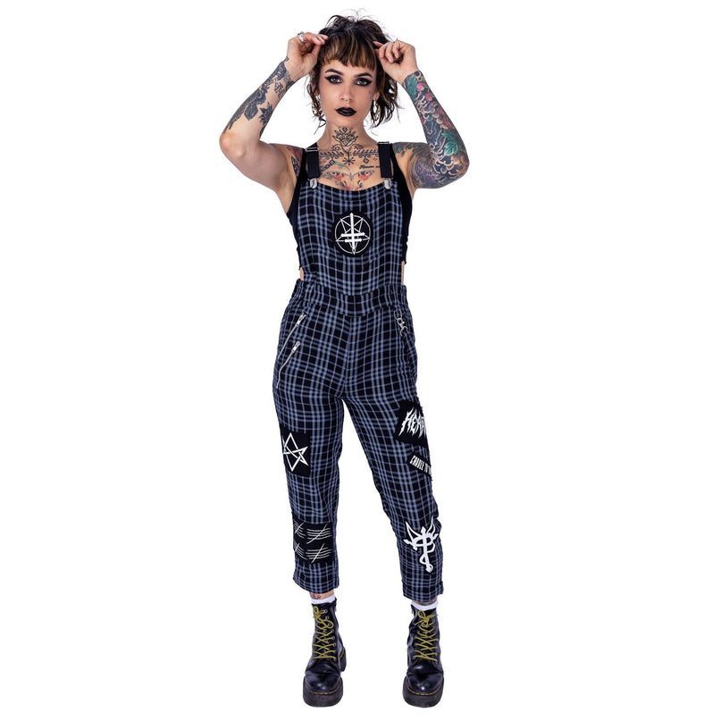 Heartless Grimoire Dungarees | Grey Check
