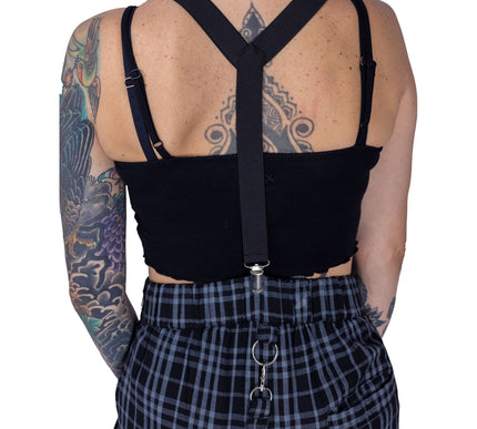 Heartless Grimoire Dungarees | Grey Check