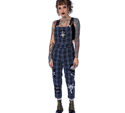 Heartless Grimoire Dungarees | Grey Check