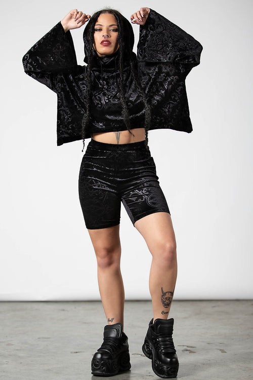 Killstar Anesthesia Velvet Cropped Hoodie