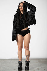 Killstar Anesthesia Velvet Cropped Hoodie