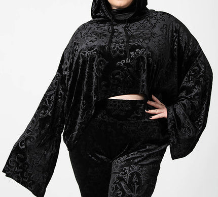 Killstar Anesthesia Velvet Cropped Hoodie