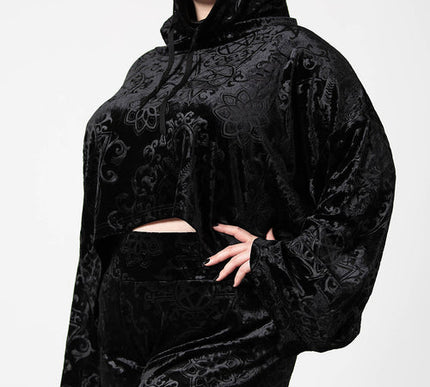 Killstar Anesthesia Velvet Cropped Hoodie