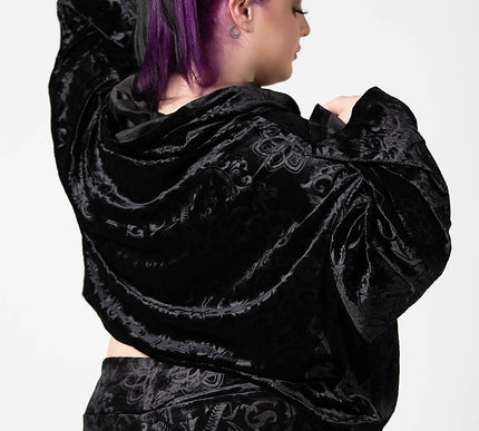 Killstar Anesthesia Velvet Cropped Hoodie