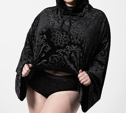 Killstar Anesthesia Velvet Cropped Hoodie