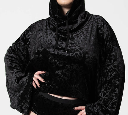 Killstar Anesthesia Velvet Cropped Hoodie