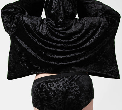 Killstar Anesthesia Velvet Cropped Hoodie