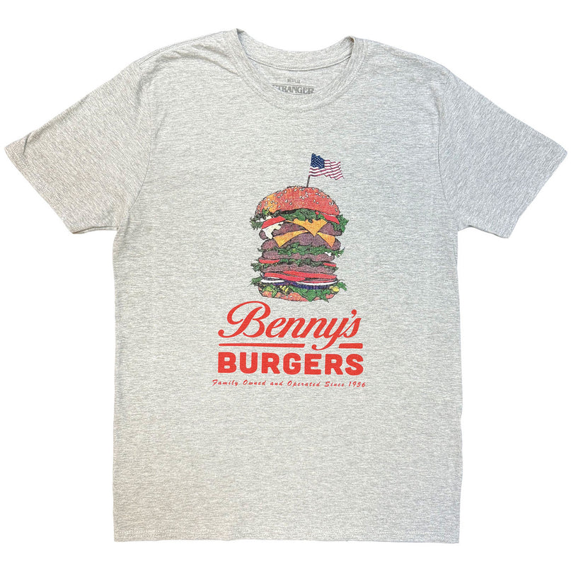 Stranger Things Unisex T-Shirt | Bennys Burger (Grey)
