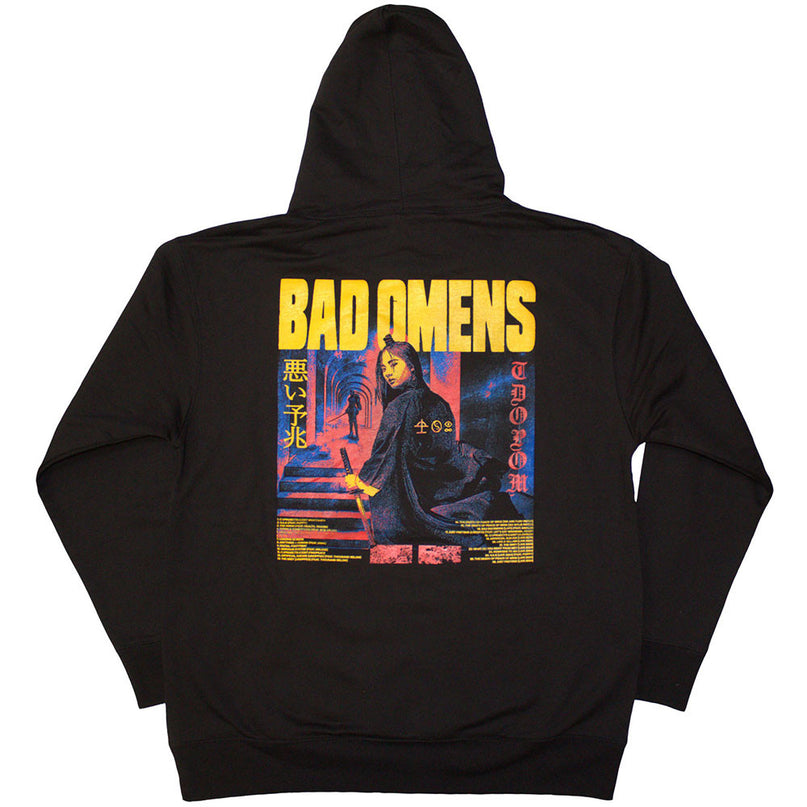 Bad Omens Unisex Pullover Hoodie: Samurai Woman (Back Print)