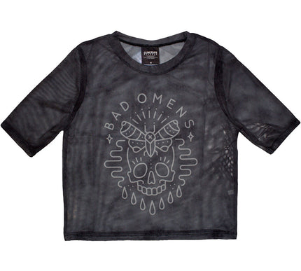 Bad Omens Mesh Crop Top | Moth Skull