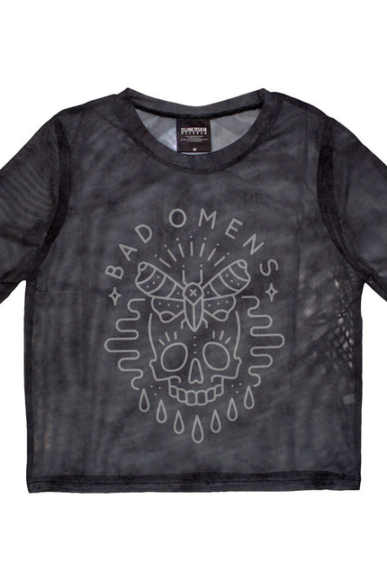 Bad Omens Mesh Crop Top | Moth Skull