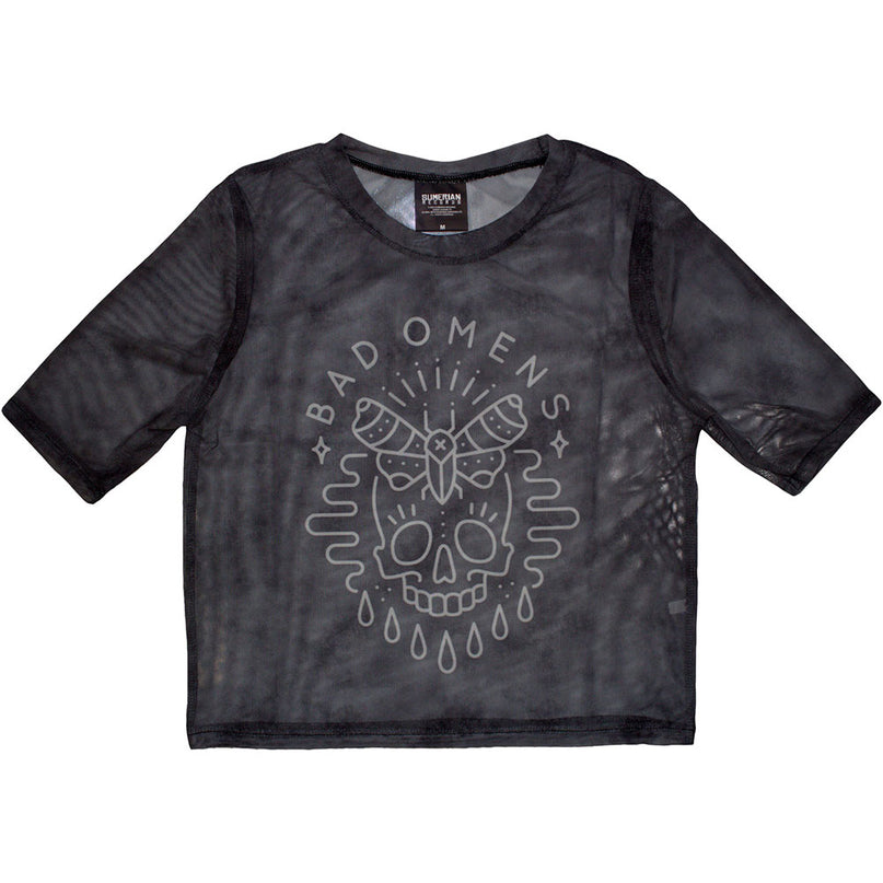 Bad Omens Mesh Crop Top | Moth Skull