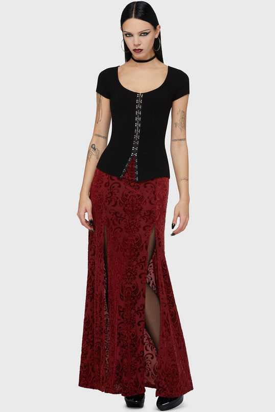Killstar Crimson Bloodlust Maxi Skirt