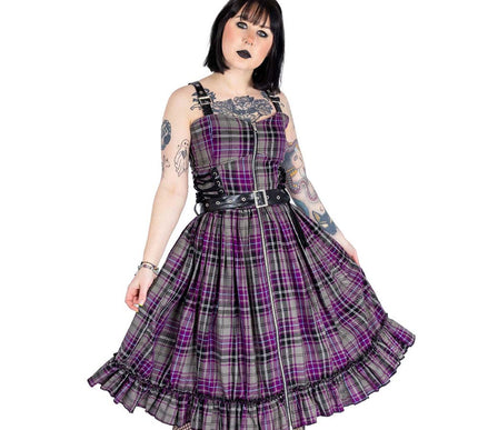 Heartless Bellona Dress | Grey / Purple Check