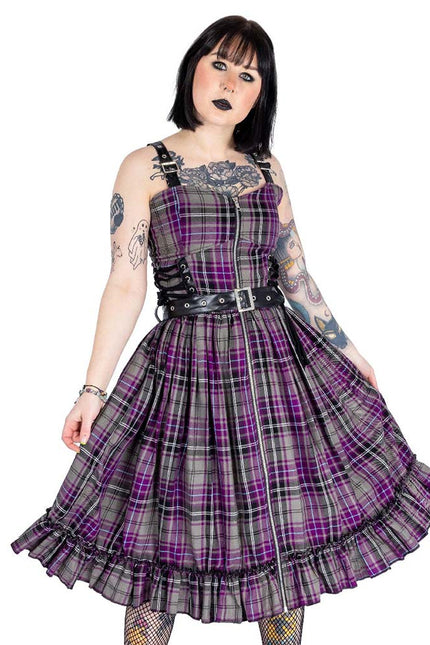 Heartless Bellona Dress | Grey / Purple Check