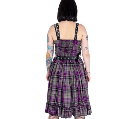 Heartless Bellona Dress | Grey / Purple Check