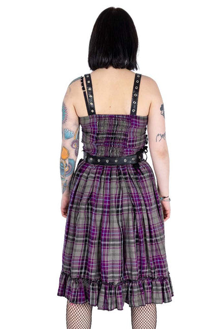 Heartless Bellona Dress | Grey / Purple Check