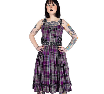 Heartless Bellona Dress | Grey / Purple Check