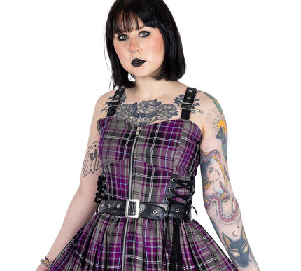 Heartless Bellona Dress | Grey / Purple Check
