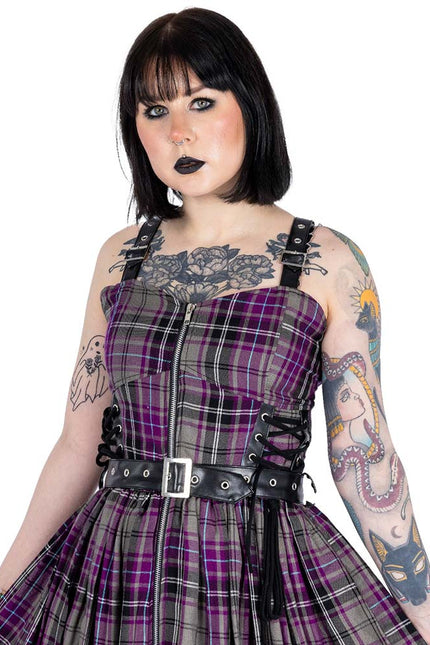 Heartless Bellona Dress | Grey / Purple Check
