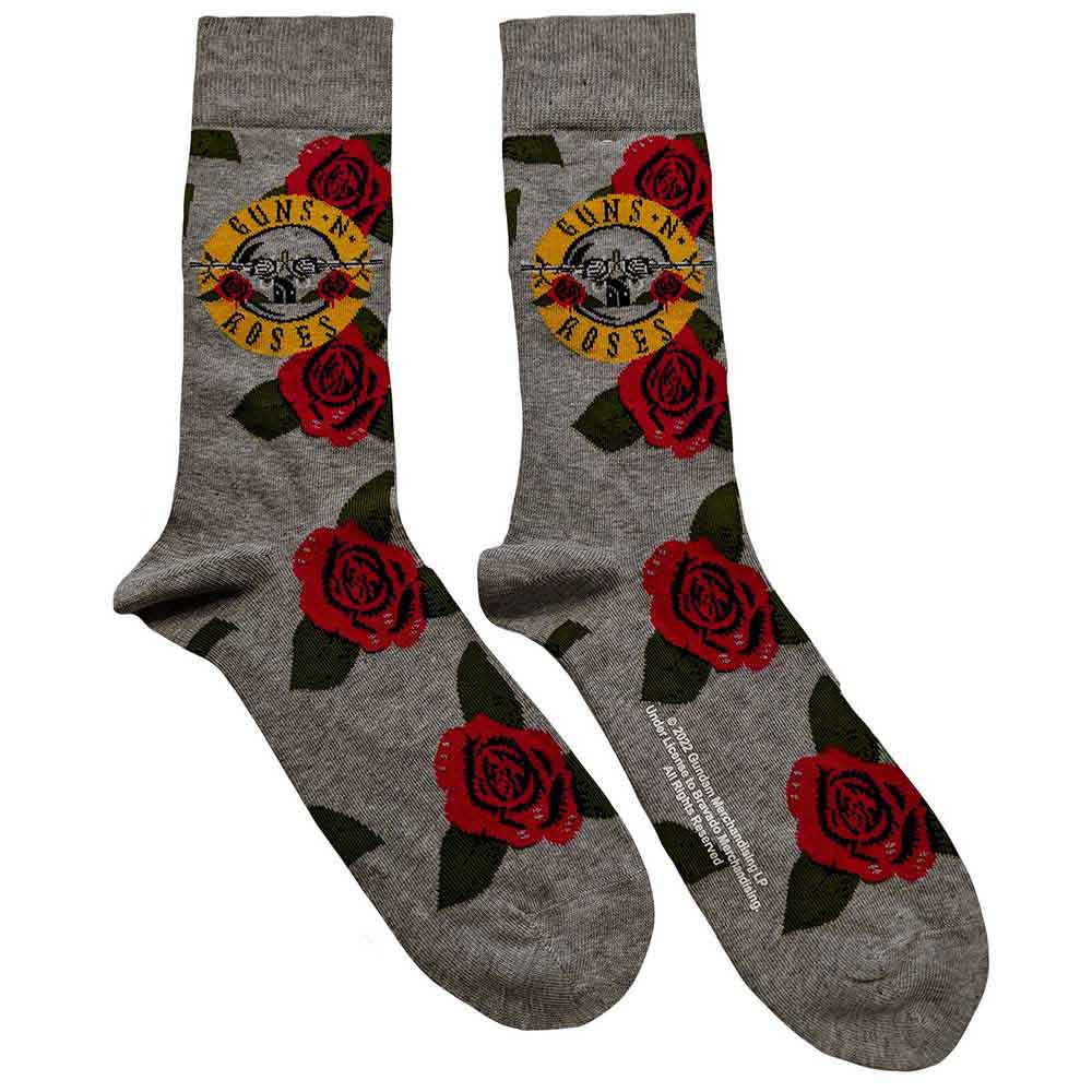 Guns N Roses Bullet Roses Socks | Grey