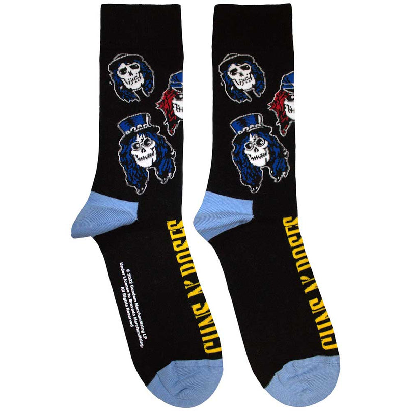 Guns N Roses Skulls Band Socks | Black/ Blue