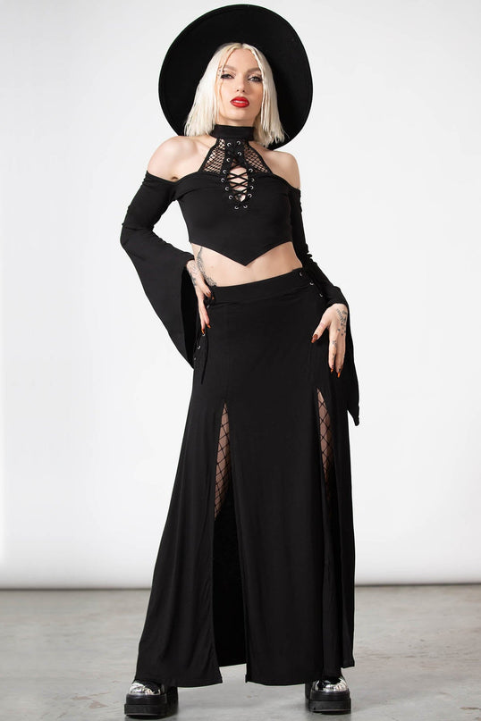 Killstar Hellverina Split Maxi Skirt