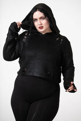 Killstar High Moon Foil Knit Crop Hoodie